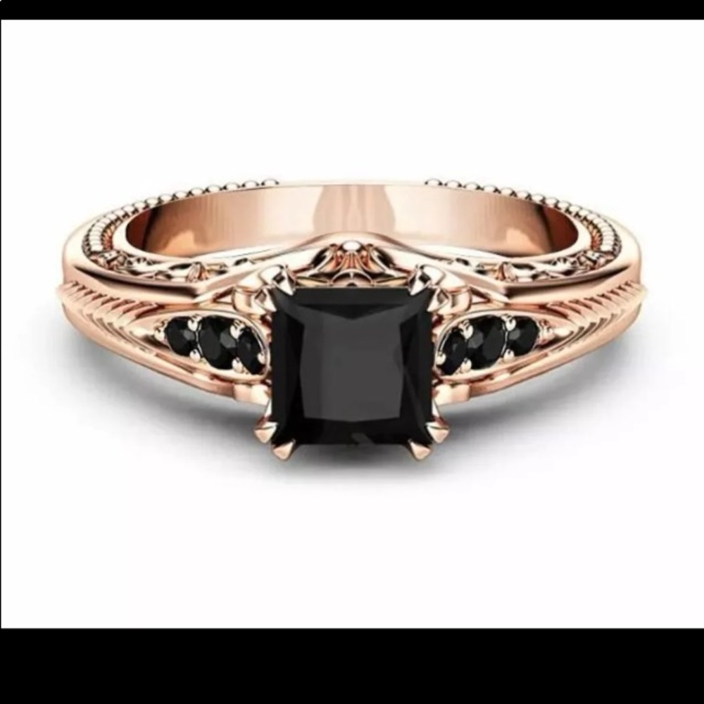 Rose Gold Filled Black Sapphire Ring